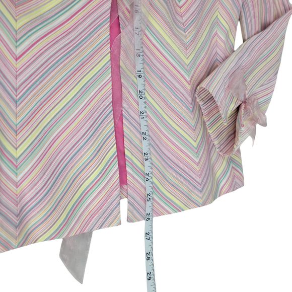 Dana Buchman Blazer Size 10-12 Pink & Multi Color Stripe Jacket Ribbon Cuffs - Picture 12 of 12